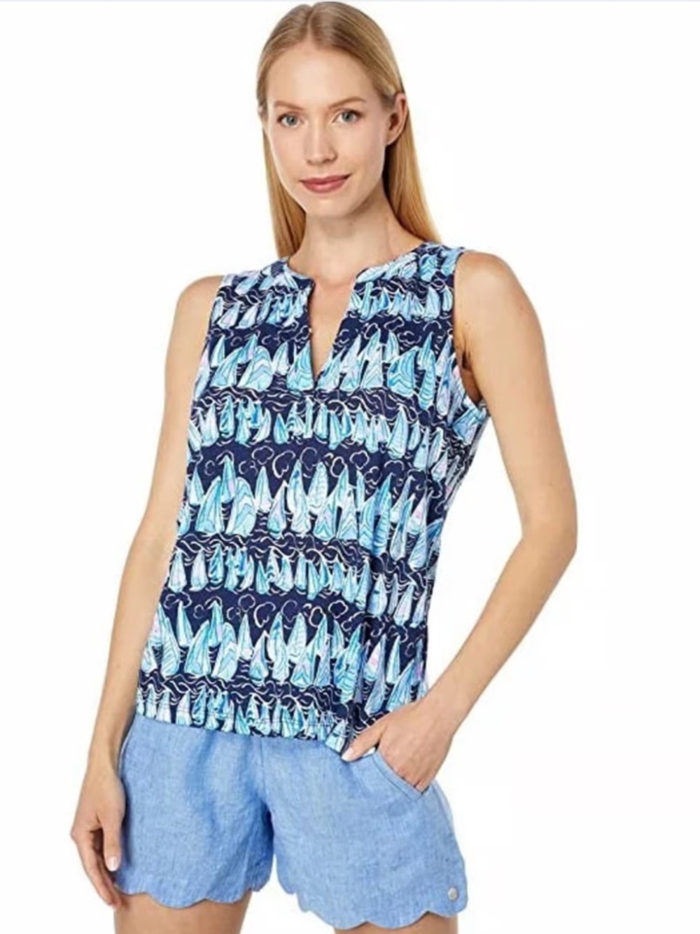 Lilly Pulitzer Dev Knit Top Low Tide Navy Sails & Stripes XS